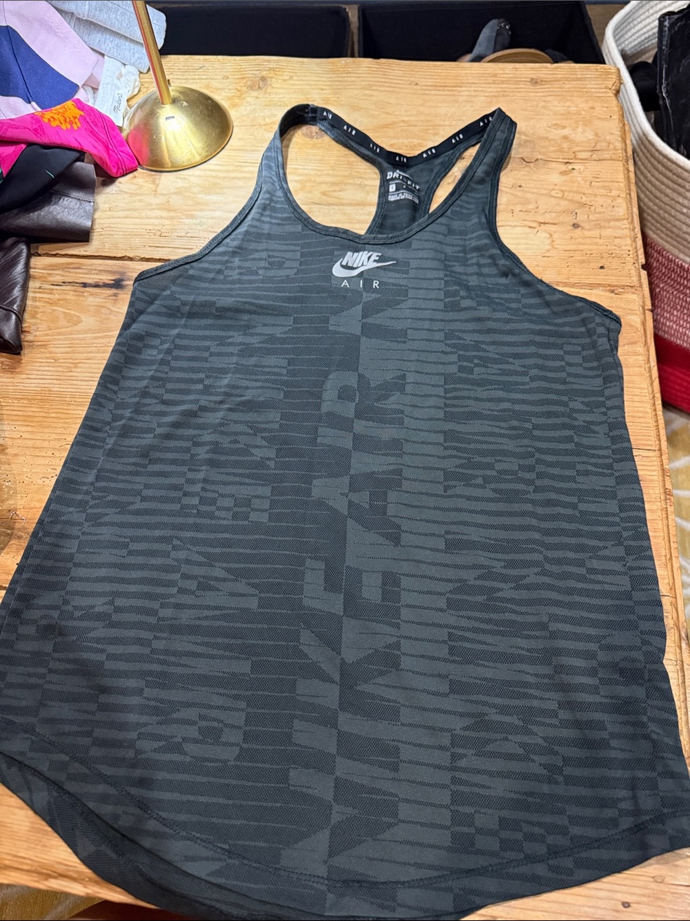 Nike Women's Black Patterned Racerback Swim Tank